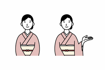 案内をする和服の女性