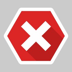 Obraz premium Wrong marks, Cross marks, Rejected, Disapproved, No, False, Not Ok, Wrong Choices, Task Completion, Voting. - vector mark symbols in red. White stroke and shadow design. Isolated icon.