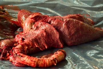  Raw fresh beef meat BIG  piece. BLOODY