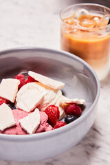 ice cream bowl and coffee