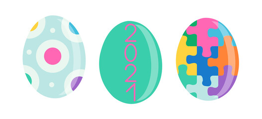 Vector Set of Easter eggs colorful images with mosaics	