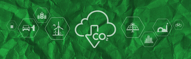 reducing CO2 emissions to stop climate change. green energy background	