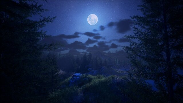 Night Environment Landscape 3D Render 3 © Danum