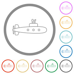 Obraz premium Submarine outline flat icons with outlines