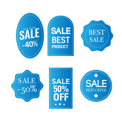 Set of labels, Sale labels, Blue labels
