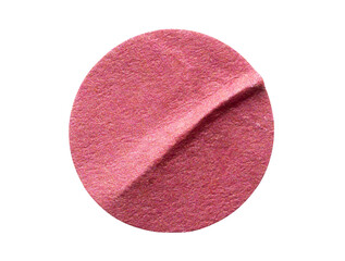 Blank red round adhesive paper sticker label isolated on white background