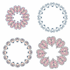 Doodle heart frame template concept collection. Modern vector illustration. Perfect for wedding card decoration, banner, invitation, poster.