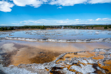 Great fountain geyser in Yellowstone National Park