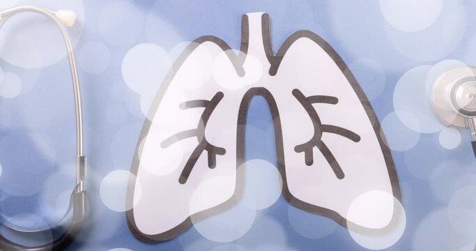 Animation of spots over lungs and stethoscope