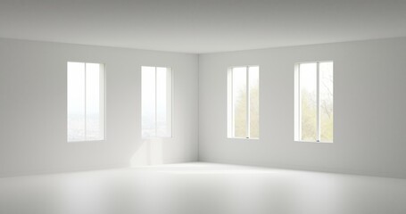 empty room with a window made in 3d