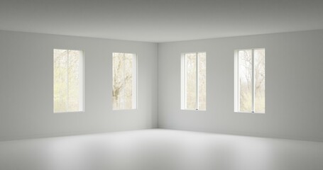 Fototapeta na wymiar empty room with a window made in 3d