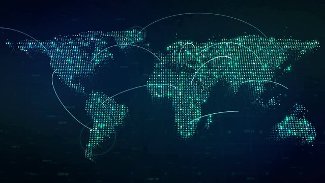 Global internet connection on digital Earth map, modern world data connectivity technology concept, 3d rendering modern worldwide business network online information 