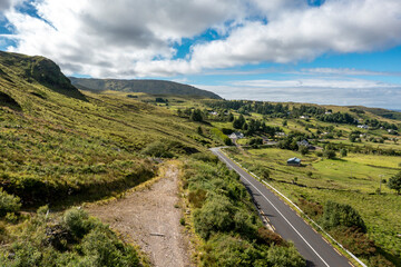 Fototapeta na wymiar Aerial view of the road between Ardara and Killybegs in County Donegal - Republic of Ireland