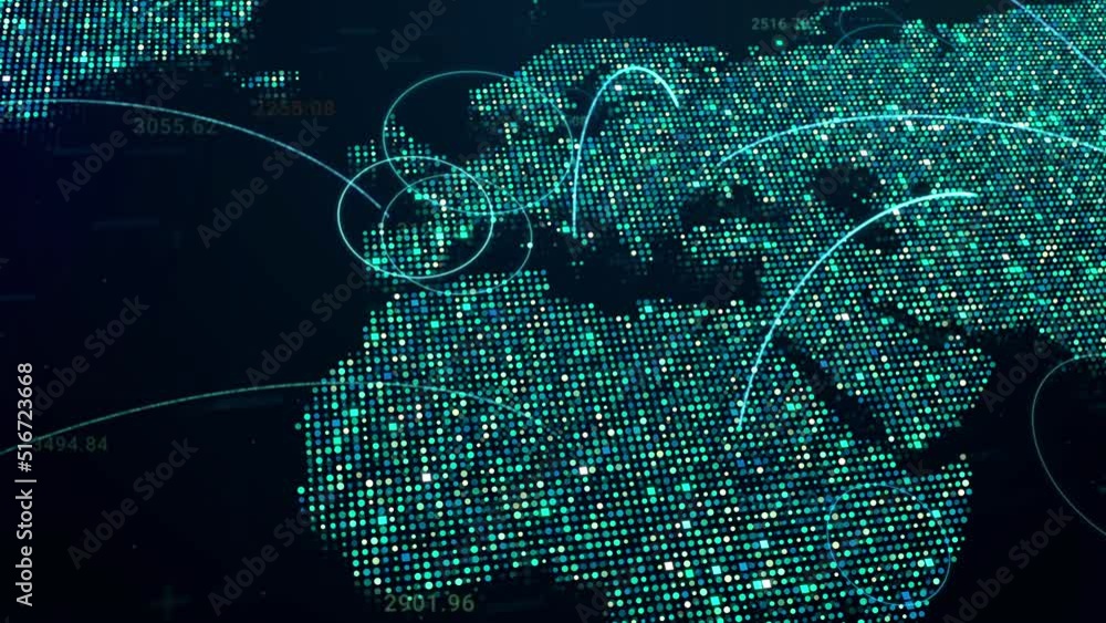 Poster global internet connection on digital earth map, modern world data connectivity technology concept, 