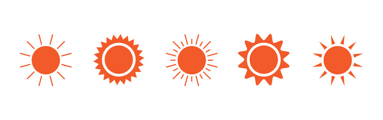 Set sun icons, solar isolated icon, sunshine, sunset collection, summer, sunlight