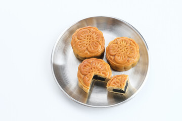 Moon Cake, traditional Chinese snack popular during the mid-autumn festival. 
