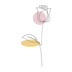 Rose flower line art. Contour drawing. Minimalism art.