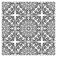 Tiled ornament of silhouette vegetation. Decorative element. Print for the cover of the book, postcards, t-shirts. Illustration for rugs.