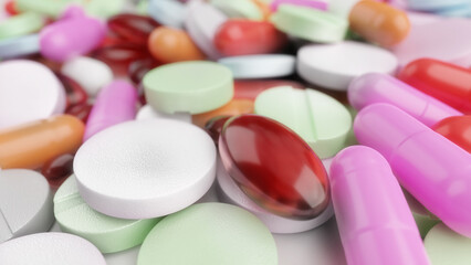 Medicine pills on white background - 3D Rendering