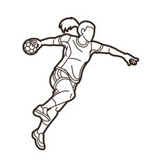 Fototapeta na wymiar Handball Sport Female Player Action Graphic Vector