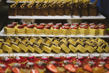 desserts at the buffet in a restaurant