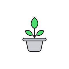 Eco plant pot icon. High quality coloured vector illustration..