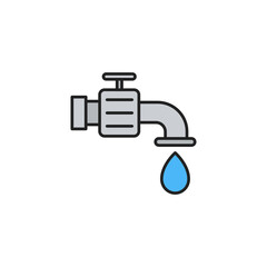 Obraz premium Tap drop icon. Water faucet symbol. High quality coloured vector illustration..