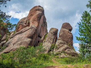 High forest rocks for advanced hiking and alpinism.