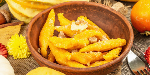 Pumpkin gnocchi or Italian dumplings. Healthy vegetarian squash dish with cottage cheese