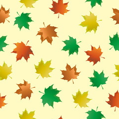 Seamless autumn pattern from maple leaves. Vector image.