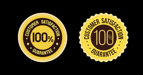 Customer satisfaction guarantee stamp label design in yellow color. Seal, tag, emblem, badge vector.