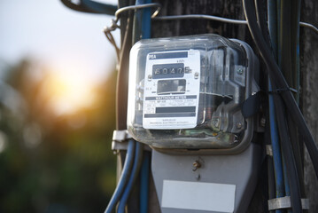 Electric meter for home electricity The concept of measuring electricity consumption and higher...