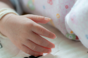 close up on tiny baby hand 