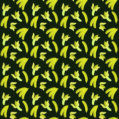 Seamless background with banana. Tropical pattern with fresh banana vector background. Yellow isolated banana pattern. Bananas on a bright background.
