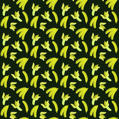 Seamless background with banana. Tropical pattern with fresh banana vector background. Yellow isolated banana pattern. Bananas on a bright background.
