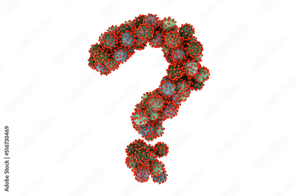 Poster question mark from from viruses. 3d rendering