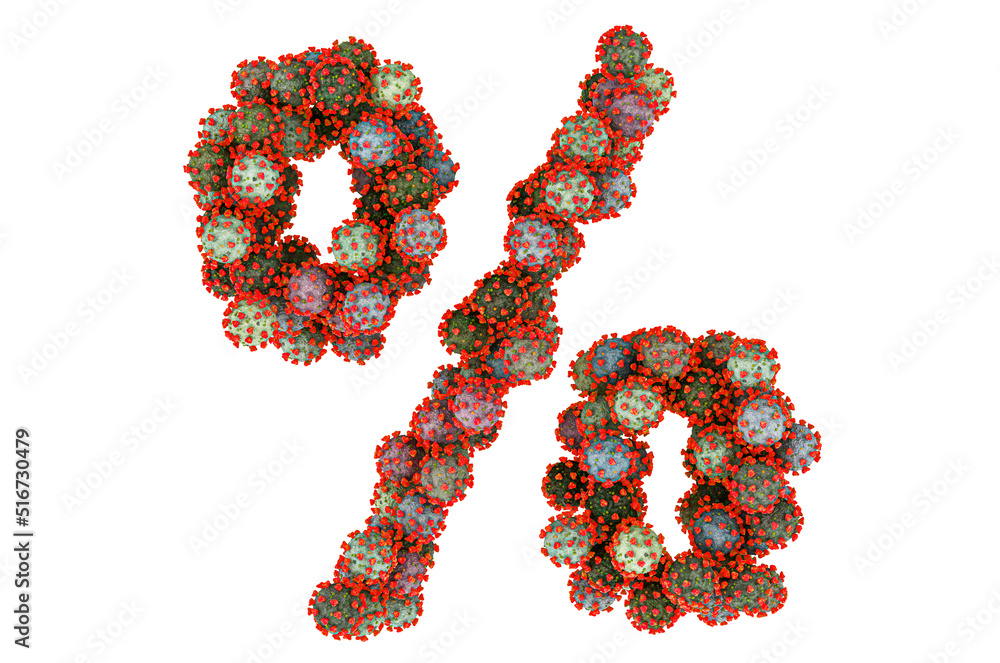 Poster percent symbol from viruses. 3d rendering