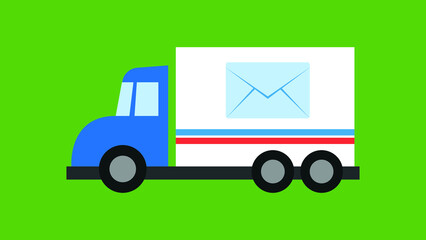 mail truck on green background