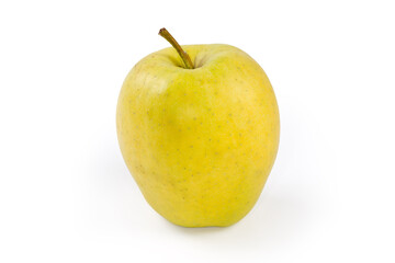 One whole green-yellow apple on a white background