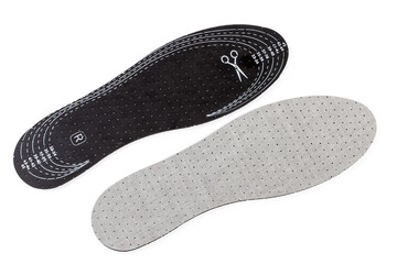 Top view of pair of porous insoles of universal size