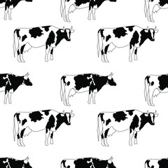 Seamless vector print of cows. Background