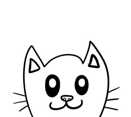Stylized Adorable Happy Cat Doodle