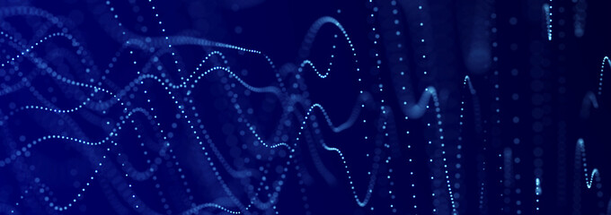 Sci-fi background. Digital landscape with dots and lines. Cyberspace grid. Background concept for your design. 3d