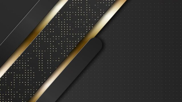 Black and golden abstract tech geometric rounded rectangles motion background. Seamless looping. Video animation 4K 4096x2160