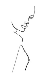 One line drawing face and body. Modern minimalism art. - Vector illustration
