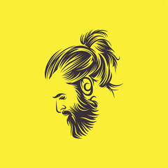 Beard barber logo design vector template
