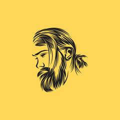 Beard barber logo design vector template
