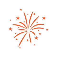 Bursting firework with stars and sparks isolated vector illustration.