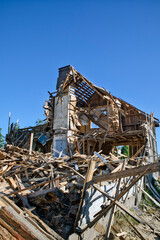 Demolition of an old wooden house