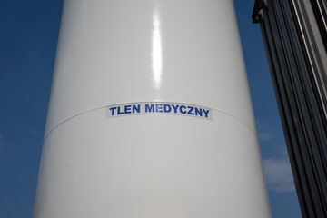 large industrial pressurized tank with medical oxygen 
